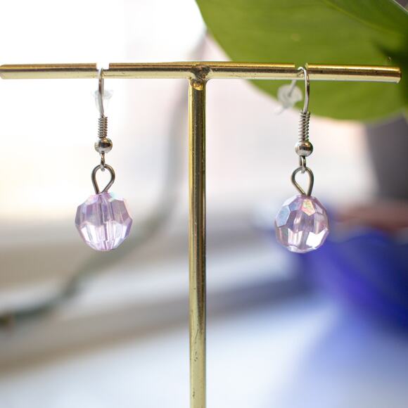 Pinkish Purple Dangly Earrings - Picture 3 of 5